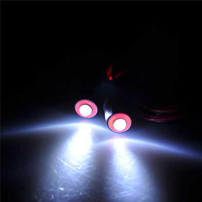 MOHERO 2 LEDs Angel Eyes & Demon Eyes LED Light Headlights for 1/10 RC Model Crawler Cars Headlamps (Red+White, 10mm) - color: Red / White, size: 10mm