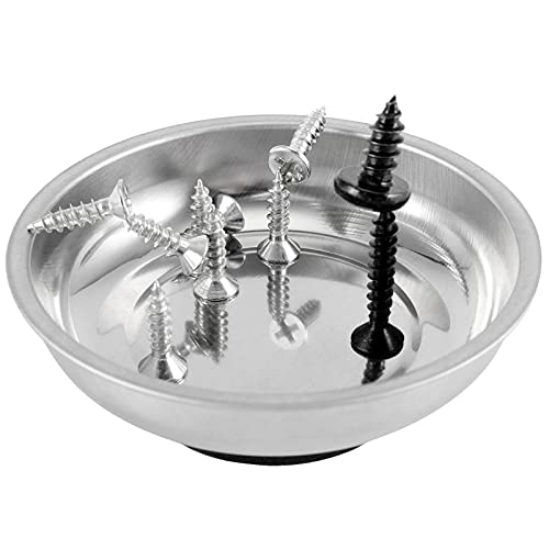 FUNSUEI 10 Packs 3 Inches Magnetic Tray, Stainless Steel Magnetic Bowl, Round Magnetic Parts Tray for Pins, Screws, Bolts, Nuts, Small Parts - color: Silver, size: 10PCS 3In