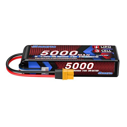 RIAARIO 3s Lipo Battery 30C 5000mAh 11.1V Lipo Battery with XT60 Connector for RC Car Truck Truggy Buggy Racing Hobby Models(1 Pack)