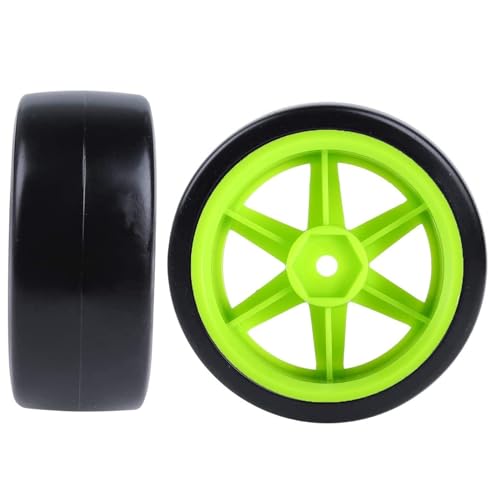 4PCS 1/10 RC Drift Car Tires Smooth Hard Tyre Plastic Wheel Rims Set Replacement for 1:10 RC On-Road Drifting Car for HSP Tamiya HPI Kyosho(Green) - color: Green