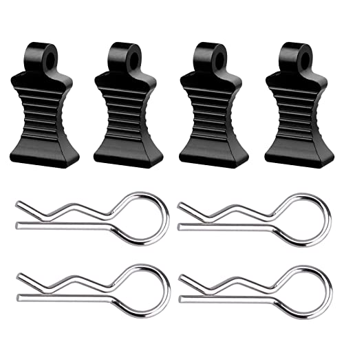 RC Body Clips Pins with Metal Aluminum Pull Tabs 1.2mm Rod for All 1/10 1/12 Scale Redcat HPI Himoto HSP Exceed RC Car Truck Buggy Shell Replacement Parts (Black) - color: Black