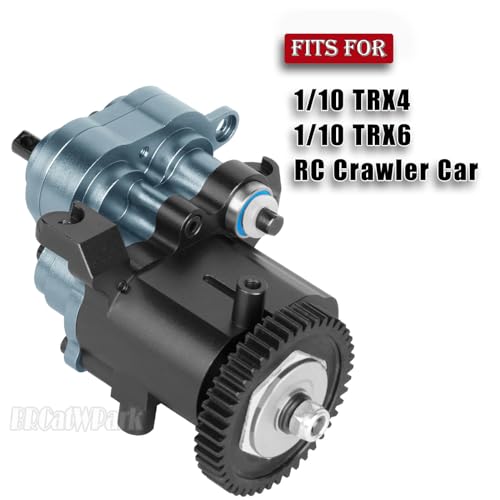 Aluminum Transmission Gearbox with Metal Internal Gears and Bearings Upgrades Part for 1/10 TRX4 TRX6 RC Crawler Car,2 Speed Transmission Gearbox,Titanium/Black - color: Titanium & Black - (Gearboxs)
