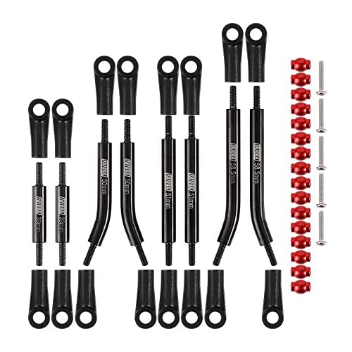INJORA Steel 4 Links Set for SCX24 C10 JLU Bronco Base Camp 4Runner (Black) - color: Black