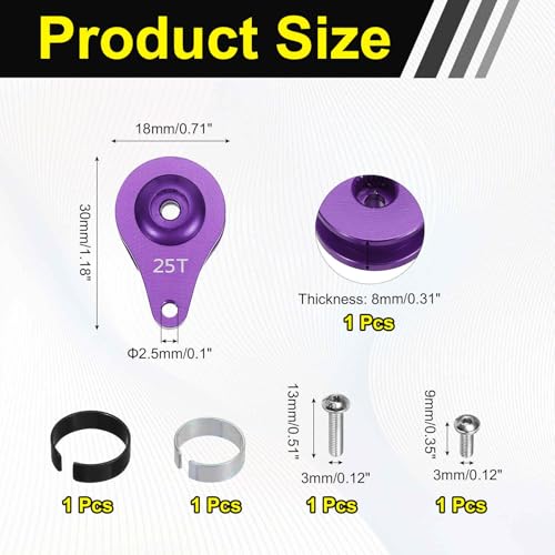 MECCANIXITY 1pcs 25T Servo Horn Arm Adjustable 1 Hole High-Torque Aluminum Alloy Servo Arm for 1/10 RC Model Car Truck Robot Boat Airplane, Purple - color: Purple