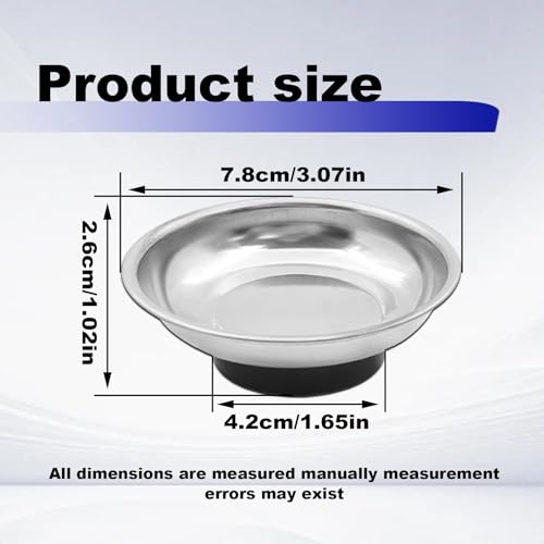 2PCS Magnetic Parts Tray Set, 3" Stainless Steel Round Magnetic Parts Tray for Mechanic's, Magnet Tool Parts Tray for Screws Bolts Nuts Metal Parts