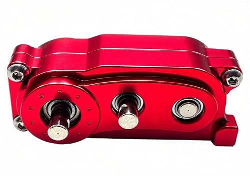 All-Metal Prefixal Gearbox Transfer Case Front Motor Transmission Upgrade 1/10 RC Crawler Axial SCX10 & SCX10 II 90046(Red)