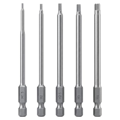 Amabro 5Pcs RC Hex Bit 4 Inch Allen Wrench Drill Power Bits Set 1.5mm 2.0mm 2.5mm 3.0mm 4.0mm Alloy Steel Professional Grade Hex Shank for Screwdrivers Electric Screwgun/Power Drill