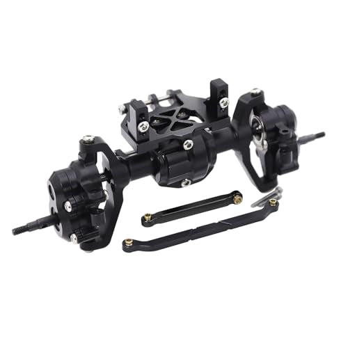 Aluminum Front Rear Portal Axle Complete Axles Set with Servo Mount for 1/18 RC Crawler Redcat Ascent-18 Ascent18 Upgrade Parts (Black) - color: Black