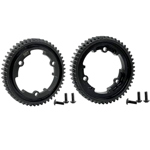 2pcs 6448 45#Steel 50T 1 Mod Hardened Steel Spur Gear for Traxxas 1/10 E-Revo 2.0 VXL 1/5 X-Maxx Maxx 1/7 XO-1 (50T) Upgrade Parts - color: 50T