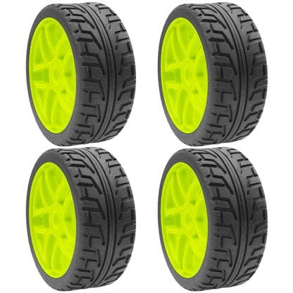 ShareGoo OD 4.09" Rubber 1/8 RC Buggy Tires and 17mm Hex Wheels Rim Compatible with Arrma Typhon Kyosho Losi VRX Redcat HSP HPI 1/8 Scale RC Off Road Buggy (Green) - color: Green
