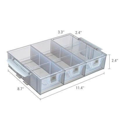 MyGift Single Stackable Tray, Add-on for 11 Inch Smoke Gray Transparent Arts & Crafts Storage Box, 9 Compartment Sewing Supplies Organizer with 3 Drawers and Removable Dividers - color: Gray& White Add On TRAY ONLY