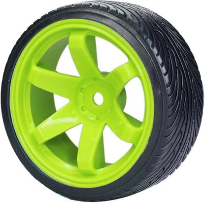 1/10 Drift Wheels and Tires Set,WONFAST 4PCS 63mm Plastic Hard Tyres 6-Spoke Wheels Rims 12mm Hex for 1:10 RC On-Road Drifting Car Replacement for HSP Tamiya HPI Kyosho (Green) - color: Green