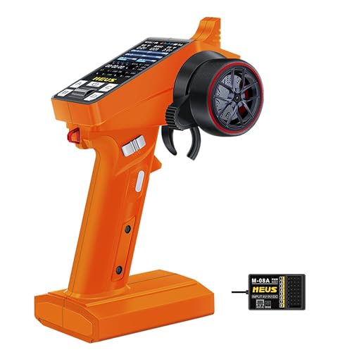 MEUS RACING ME-8A RC Transmitter 8 Channels 2.4GHz and Receiver with Coach Mode for 1/8 1/10 1/18 1/24 RC Crawler Car Boat TRX4 TRX4M SCX10 SCX24 Upgrades Parts (Orange) - color: Orange