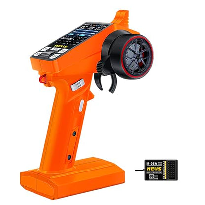MEUS RACING ME-8A RC Transmitter 8 Channels 2.4GHz and Receiver with Coach Mode for 1/8 1/10 1/18 1/24 RC Crawler Car Boat TRX4 TRX4M SCX10 SCX24 Upgrades Parts (Orange) - color: Orange