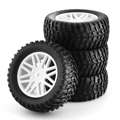 1/10 RC Off Road Tires And Wheels 12mm Hex Rubber Short Course Truck Tyres With Foam Insert For 1:10 Scale Buggy Car ARRMA Traxxas Wltoys 144001 Losi HSP 94107 94170 94155 94177 4PCS (White) - color: White