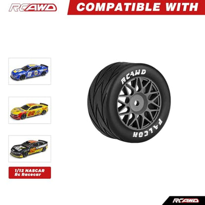 RCAWD for Losi 1/12 RC Racecar On-Road Car Pre-Glued Wheel Tire Set, Balance Grip & Durability Nylon Rubber 8mm Hex Adapter 4mm Tires Upgrade Part All Terrain Adaptation 4pcs Titanium - color: Titanium
