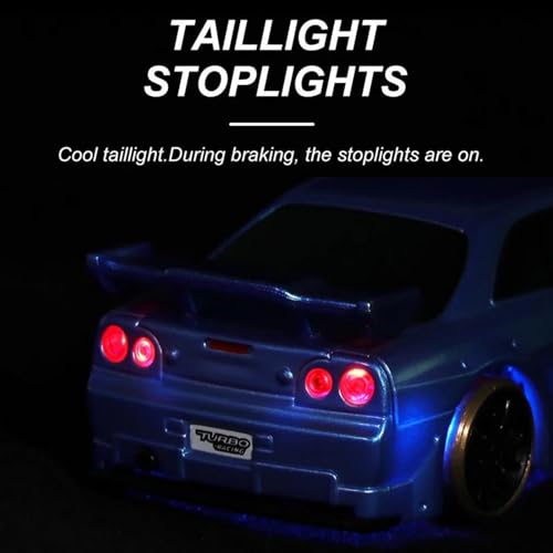 Turbo Racing 1:76 Scale Drift RC Car, Mini Table Racing Model Car with 2.4G Remote Control & Gyro Full Proportional RTR for Adults Hobby Toys Gifts (C64-Blue) - style: C64-Blue