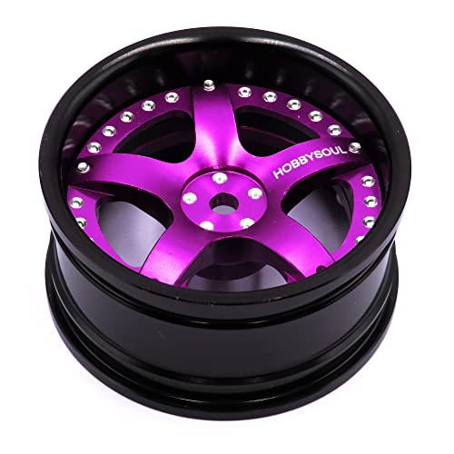 4pcs RC 1/10 Aluminum Wheel Rims Hex 12mm Adjustable Offset Rims Fit for 1:10 RC On Road Drift Touring Car Tyres (Purple & Black Color)