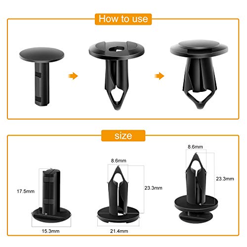 GOOACC GRC-18 100PCS 7mm 8mm 10mm Nylon Push Expansion Screws Replacement Kit,Bumper Fastener Rivet Clips GM 21030249 Ford N807389S - color: 100PCS 7mm 8mm 10mm