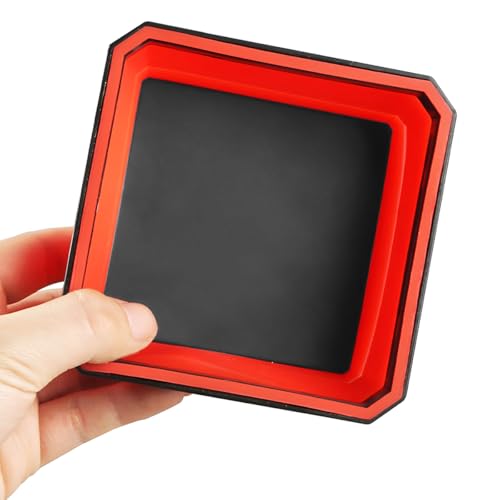 Collapsible Magnetic Parts Tray Set, Silicone Foldable Square Tool Bowls for Screw, Nuts & Small Metal Parts, Dual-Sided Magnet Base Auto Tool Organizer, Universal for Vehicles (Red) - color: Red