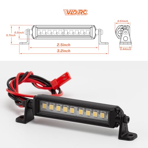 RC Light Bar 10 LED 2.5 Inch Aluminum RC Lights RC Crawler Accessories for Axial SCX10 Traxxas TRX4 TRX4M Arrma Senton Redcat GEN7 1/10 1/18 Scale Rock Crawler Truck (2.5inch) - size: 2.5inch