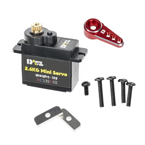 Micro Servo with Servo Horn for FCX24, RC Car Model Parts, Upgrade Parts for Crwaler 1/24 Scale FCX24 Power Wagon Butcher & Max Smasher Big Foot Monster Truck, K5 (Red) - color: Red