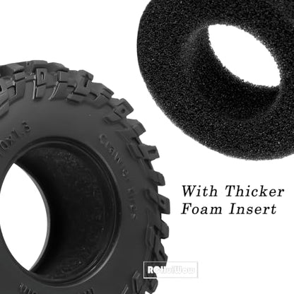 1.3" RC Crawler Tire Skins,Multi-Terrain Soft Sticky Rubber Tires for TRX4 SCX24 FMS Ascent-18 1/18 1/24 Off-Road RC Car Upgrade Parts,4PCS (Style E) - style: StyleE(4PCS)
