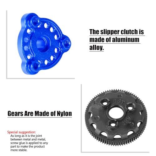 48P 86T Spur Gear&Slipper Clutch&Transmission Gear&Slipper Rebuild Kit&Pressure Plate Upgrades Part for 1/10 Slash 2WD(VXL),Rustler/Stampede/Bandit 2WD(VXL) Hops up,Navy Blue - color: Navy Blue(Upgrades Part)