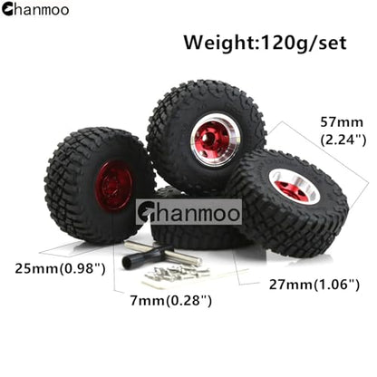 1.0 Beadlock Wheels and Tires 1/24 1/18 RC Mud Slingers Grappler Tyres for 1：24 1:18 RC Scale Rock Crawler Car SCX24 FMS FCX24 TRX4M Axial AX24 90081 Gladiator Bronco C10 4PCS (Bronze) - color: Bronze