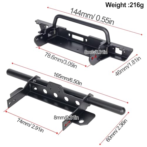 RC Models For LCG For Vanquish VS4-10 For Phoenix 1/10 Metal Front Rear Bumper Set RC Crawler Car Chassis Upgrade Parts Accessory(1set) - size: 1set
