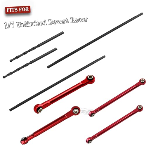 Aluminum Front & Rear Torsional Sway Bar Set Upgrades Part for 1/7 Unlimited Desert Racer RC Car,Alloy Front Rear Sway Bar Upgrades Part,Red
