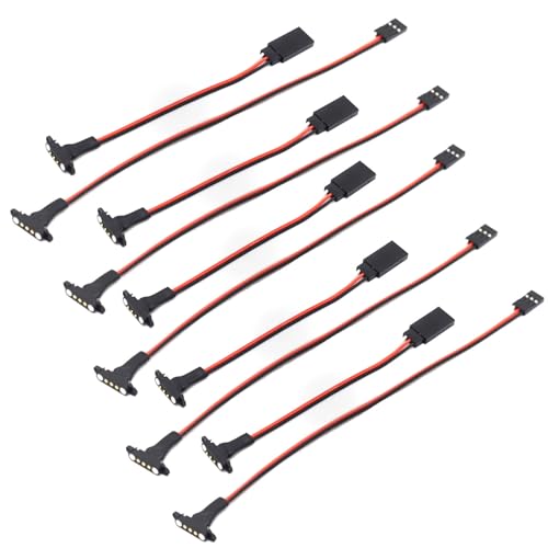 5sets 3Pin Magnetic Snap-on JR Extension Cable for RC Cars Models,Trucks Robotics DIY Electronics,Remote Control lamp Group Magnetic Suction Extension Cable,Quick disassembly Connector (20cm-5 Sets) - size: 20cm-5 sets