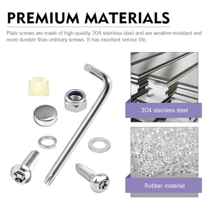 54 PCS Anti Theft License Plate Screws, Stainless Steel Tamper Resistant M6/1/4" Bolts Fastener Kit, Rust Proof Car Tag Frame Holder Mounting Hardware, Universal for Most Cars