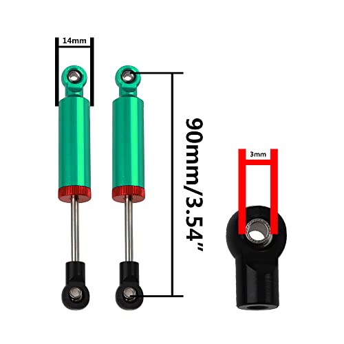 4Pcs RC Car Shocks Shock Absorber Internal Spring Shocks Damper Upgrade Parts Compatible with Axial SCX10 Traxxas TRX4 Redcat Tamiya 1/10 RC Crawler (Hole Distance:90mm, Green) - color: Green, size: Hole Distance:90mm