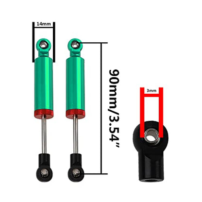 4Pcs RC Car Shocks Shock Absorber Internal Spring Shocks Damper Upgrade Parts Compatible with Axial SCX10 Traxxas TRX4 Redcat Tamiya 1/10 RC Crawler (Hole Distance:90mm, Green) - color: Green, size: Hole Distance:90mm
