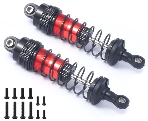 72mm Oiled Shock Absorbers, Aluminum RC Shock Absorber Damper Set for 1/12 1/14 1/16 WLtoys 144001, 124019,124018, MJX 16208 16209 14301, HBX 16889, SCY Upgrade Parts (2PCS) - color: Black, Red, size: Long