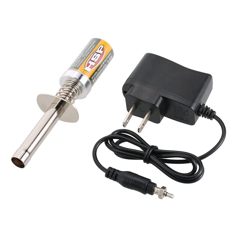 Replacement Part For Nitro Starter Kit Glow Plug Igniter With Battery Charger Combo Kit For RedCat Nitro Powered 1/8 1/10 RC Car US Plug - (Color: Silver)