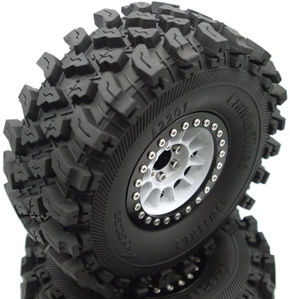 348g Weighted RC 2.2 Beadlock Wheels & Tire Set (4-Piece) Upgrades Accessories Rims for 1/10 SCX10 Wheels TRX4RC4WD and D90 RC Crawler Axial Remote Control Car 4pcs (White Black) - color: White Black