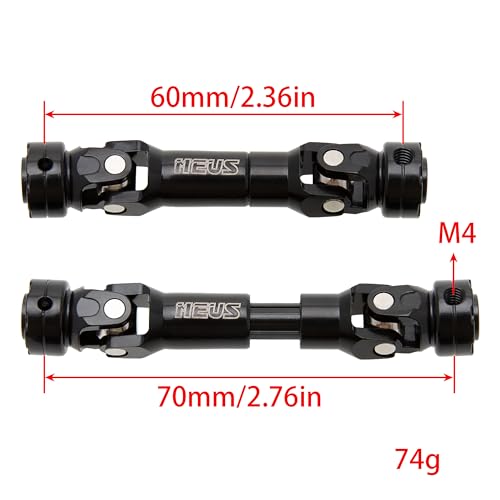 MEUS RACNIG 2pcs SCX10 Driveshafts for 1/10 RC Crawler Axial SCX10/Tamiya CCO1/Redcat Gen8 etc.. (60mm) - color: 60mm