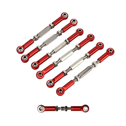 RC Car Push Rod Set, Aluminum Alloy Adjustable Turnbuckle Rod Linkage Upgrade Parts for Slash 1/10 Short Course (Red) - color: Red