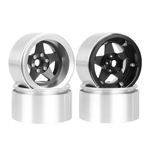 Aluminum 2.2" Beadlock Wheel Offset -10mm Metal Rims for SCX10 RR10 TRX4 VS4-10 Gen8 1/10 RC Crawler Car Upgrade Parts (5-Spoke, Black) - color: 5-spoke, Black