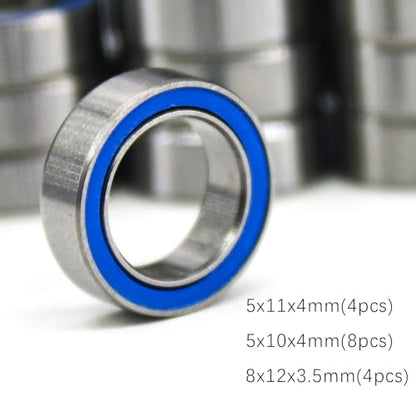 TT02 Bearings 16Pcs RC Car Sealed Ball Bearings Kit for Tamiya TT-02, TT01 1/10 RC Parts Rubber Sealed Bearings Kit Compatible with Tamiya Chassis - Reduce Friction, Boost Speed & Durability