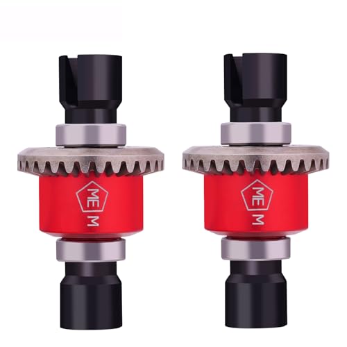2PCS Alum H16BM Front Rear Differential Diff Gear for 1/16 H16BM H16207 16208 16209 16210 H16 1/14 14301 14302 14209 14210 H14BM Series Upgrades Part Red - color: Red