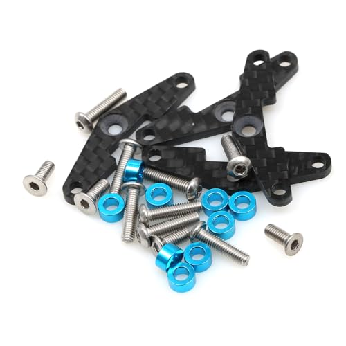 Suspension Tie Rod Mount Pull Rod Bracket for Tamiya TT-02S TT02B 1/10 RC Car, Carbon Fiber Style Decorative Upgrade Parts, High-Precision Steering & Linkage Base Holder Set