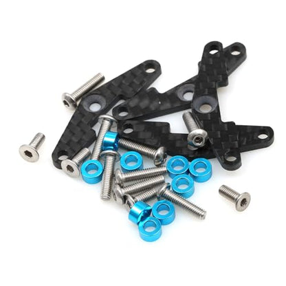 Suspension Tie Rod Mount Pull Rod Bracket for Tamiya TT-02S TT02B 1/10 RC Car, Carbon Fiber Style Decorative Upgrade Parts, High-Precision Steering & Linkage Base Holder Set