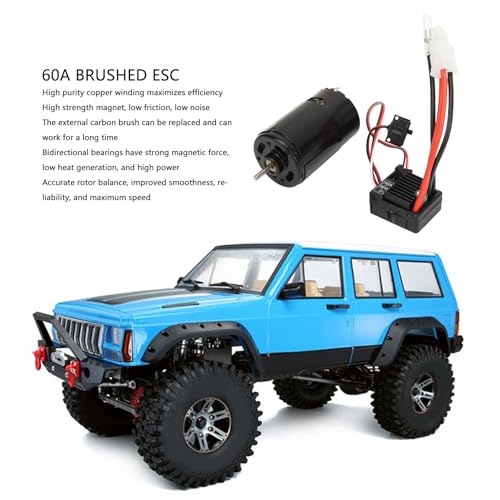 550 Brushed Motor ESC Combo, High Performance Low Noise 60A Brushed ESC with 550 Motor for 1/10 RC Cars Off Road and Crawling - size: 12T, style: 12T