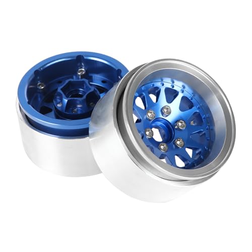 4PCS 1.9" Beadlock Wheel Rims Offset-10mm Aluminum Alloy Metal Wheel Hub for 1/10 RC Rock Crawler Car for Axial SCX10 TRX4 TRX6 D90 D110 Upgrade Accessories(12Holes-Blue) - color: 12holes-blue
