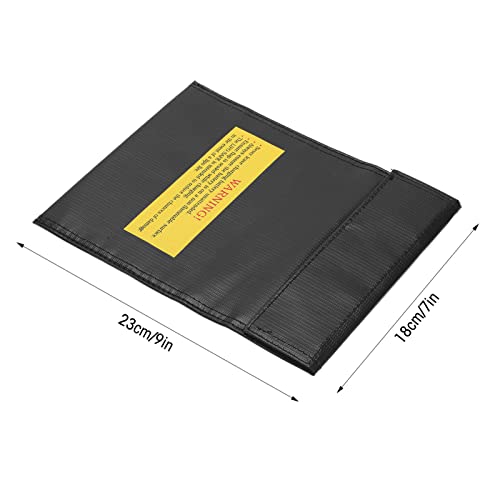 Alomejor RC Lipo Battery Bag Fire Storage for Charging Compatible with Various Aircraft Batteries 18x23cm (Black) - size: Black