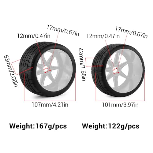 4PCS RC Highway Off-Road Truck Wheels & Tires - Compatible with 1/8 Typhon 6S BLX, 1/7 Infraction 6S BLX/Limitless - Foam Insert Plastic Rims (White(4pcs)) - color: White(4pcs)