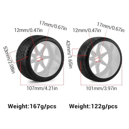4PCS RC Highway Off-Road Truck Wheels & Tires - Compatible with 1/8 Typhon 6S BLX, 1/7 Infraction 6S BLX/Limitless - Foam Insert Plastic Rims (White(4pcs)) - color: White(4pcs)